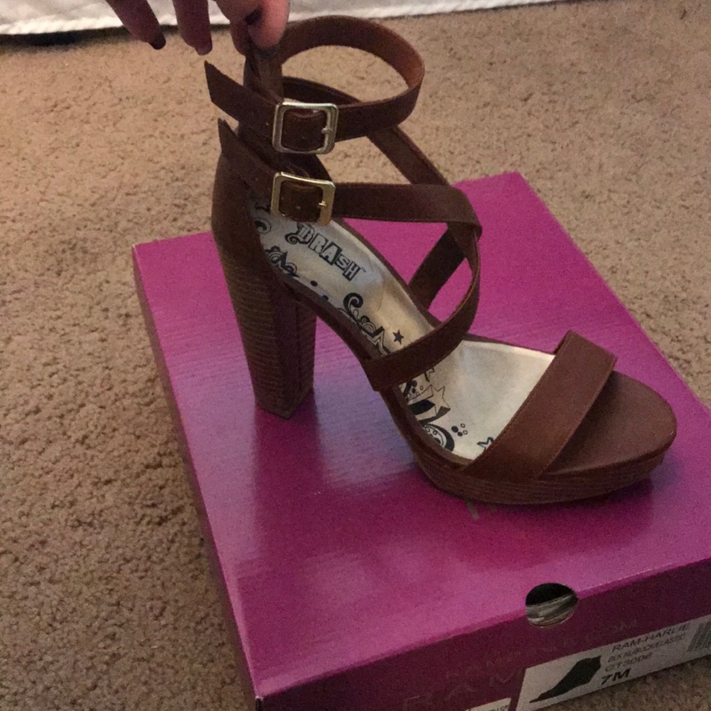 Tan strappy heels
